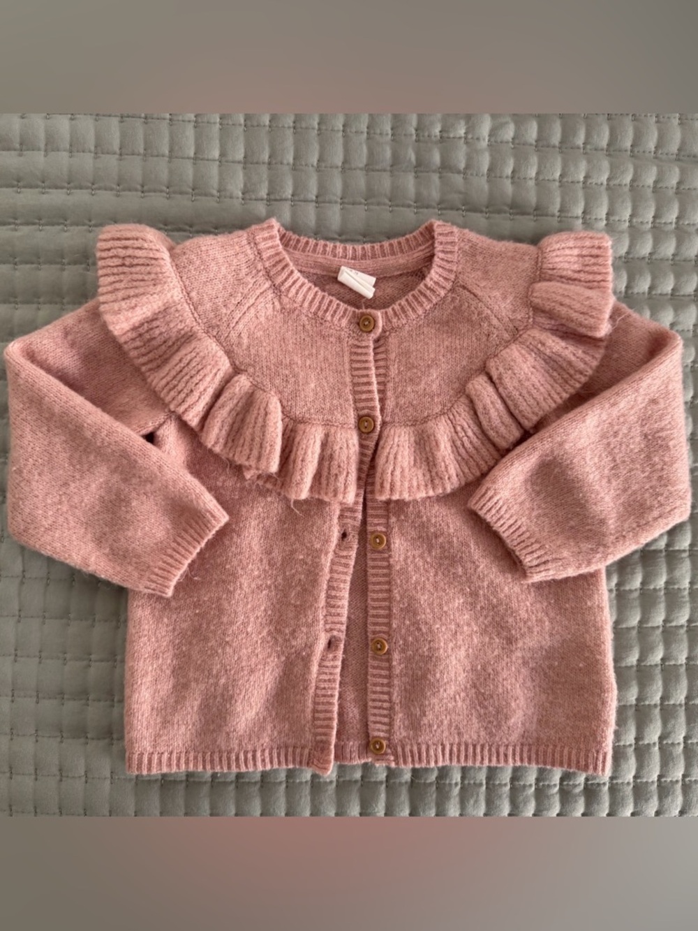 H&M Pink Knit Ruffle Cardigan